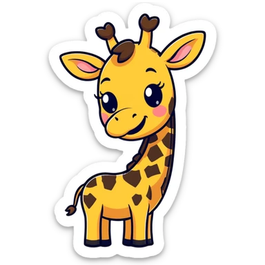 A timid giraffe peeking slightly from the side of the emoji frame, with one hoof shyly waving. Big, nervous eyes, a small smile, and exaggerated blush marks. Cute and awkward—great for lurkers saying 'hi' sticker