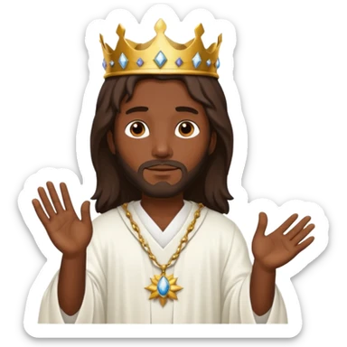 Dark skin Jesus Christ giving a crown away in hand sticker