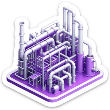 hi tech factory with pipes in violet tones sticker