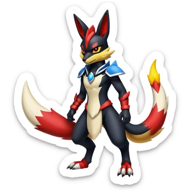 Badass black and red Lucario-Renamon-hybrid, full body sticker