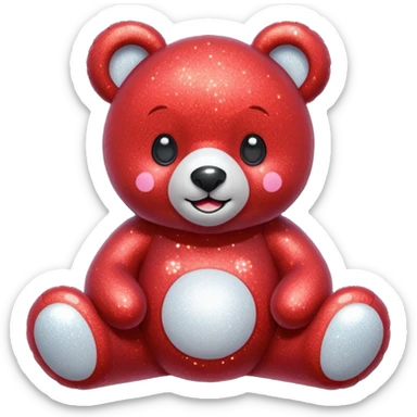 red glitter bear Happy  sticker