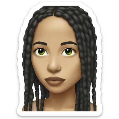 Zoë Kravitz, portrait, with dread, light skintone, green eyes sticker