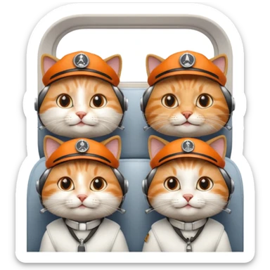 4 happy cats on an airplane sticker