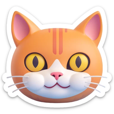 cute and trendy emote of a cat face with a human body, clear background sticker