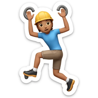 3D emoji style person climbing, wall pose, centered, soft shadow, white background. sticker