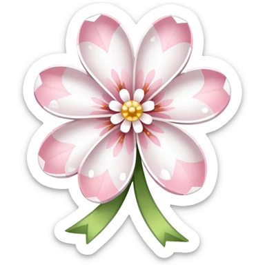 white sakura with a bow and pixelated effect sticker