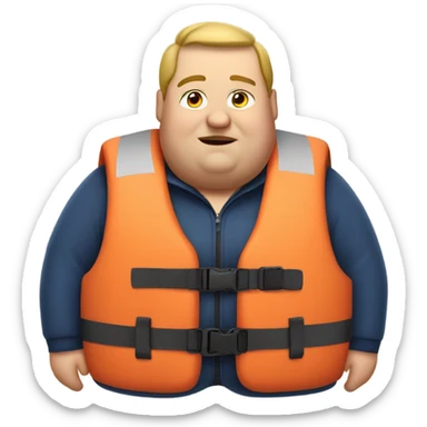 Fat man in a life jacket sticker