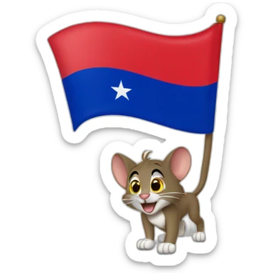 Tom and Jerry with Haitian flag sticker