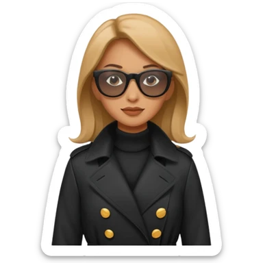 woman in black trenchcoat and sunglasses sticker