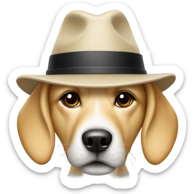 Blond dog wearing a hat sticker