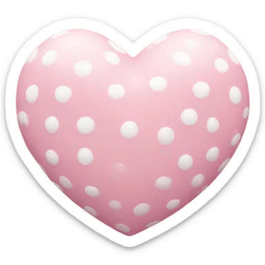 Light pink heart with white heart spots all over it .  sticker
