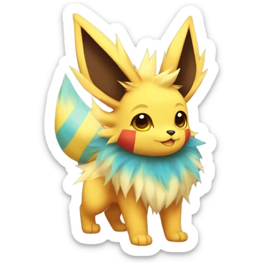 Jolteon-Flareon-Eevee with colorful stripes full body sticker