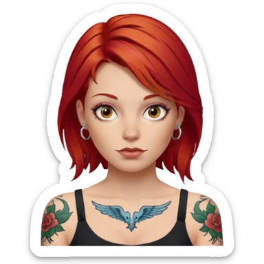woman with red hair and tattoos sticker