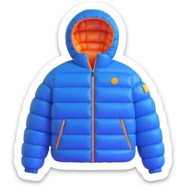 Convert this jacket into a 3D emoji style with soft rounded edges, shiny highlights, a simplified puffy look, expressive and playful character, on a transparent background. sticker
