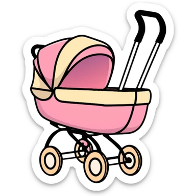 baby stroller with pink gradient and beige accents sticker