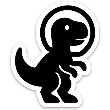 solid black icon of a t-rex astronaut with helmet sticker