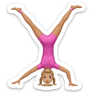 	A gymnast is doing a cartwheel in a pink T-shirt. sticker