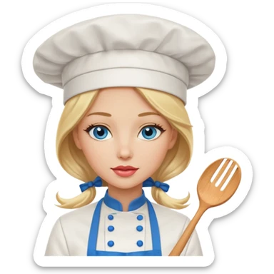 Beautiful, sexy,  long blonde hair, blue eyed, full lips female chef sticker