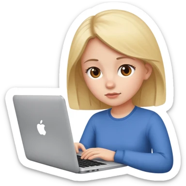 girl use laptop sticker