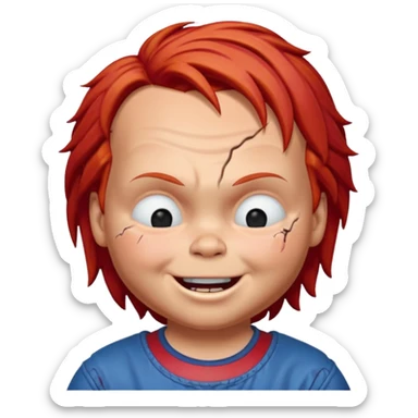 Chucky smiling with eyes closed sticker