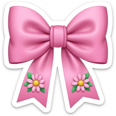 pink cute aesthetic bow with flowers no background sticker