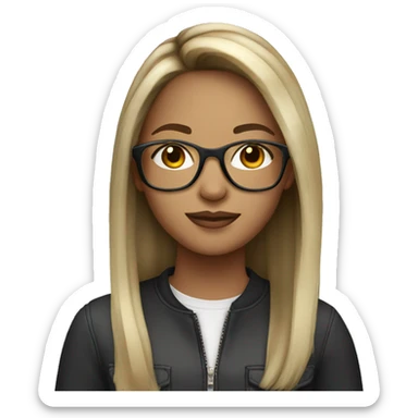 Brunette girl with blonde balayage hair with glasses sticker
