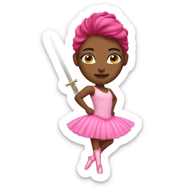 fierce warrior with pink ballerina tutu sticker