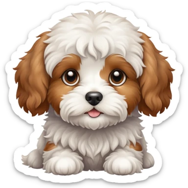 White cavapoo with brown spots sticker