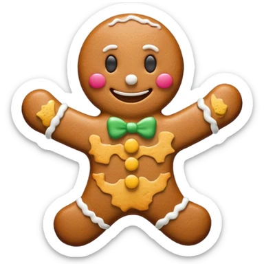 Emoji omino pan di zenzero bianco sticker