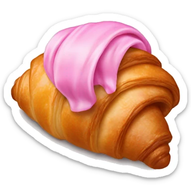 Realistic croissant with pink chocolate  sticker
