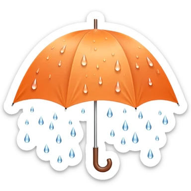 peach orange umbrella under rain sticker