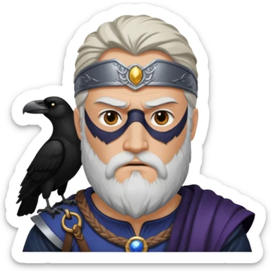 norse god odin with one eyepatch on his left eye and raven on his shoulder sticker