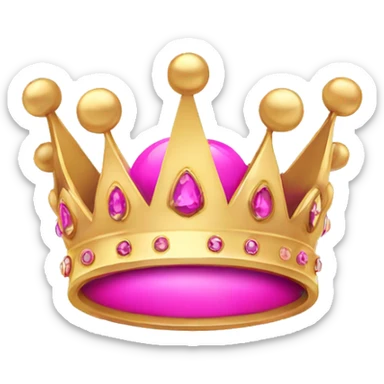 Simple gold queen crown with pink jewels sticker