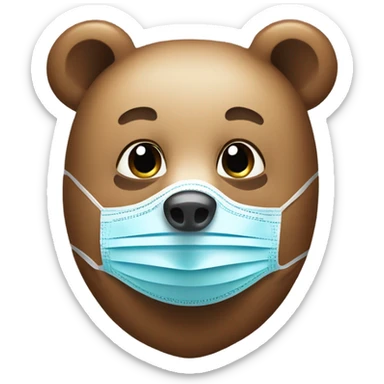 Bear with a face mask sticker