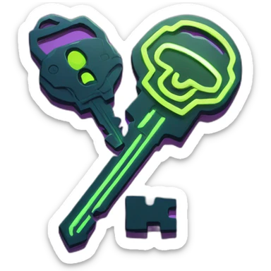 Key in a cyberpunk environment with neon lighting. sticker