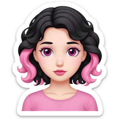 Black wave hair girly wearing pink sticker