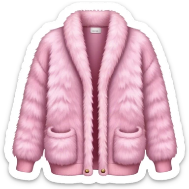 A fluffy pink fur cardigan with a cozy and stylish design sticker