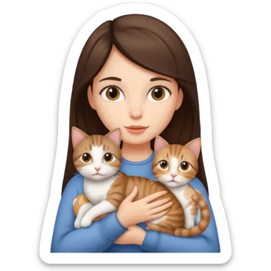 brunette girl holding a tabby cat sticker