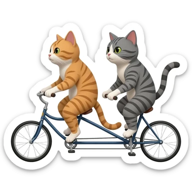 cats on tandem bike sticker