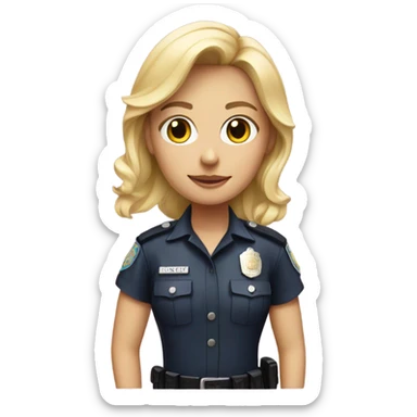 Blonde female in pink rainbow police outfit sticker