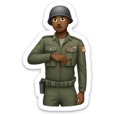 soldier  raisng palm ina 45 degree angle sticker