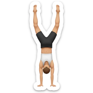 black shorts and t shirt white man one hand handstand sticker