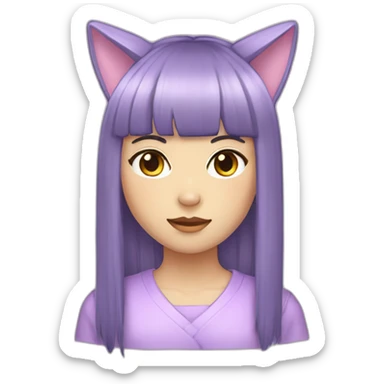 light-purple-blunt-bangs-mullet-hair-cat-ear-japanese-girl sticker
