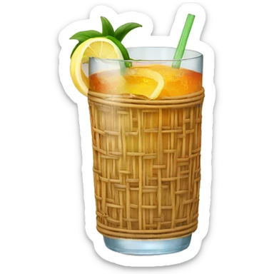 Drink in a rattan covered glass sticker