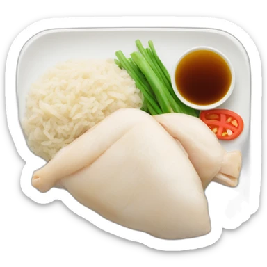 hainan chicken rice on a plate sticker