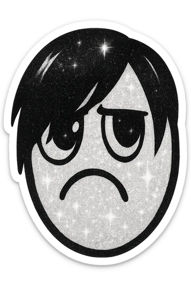 white sparkly emo object, remove background  sticker