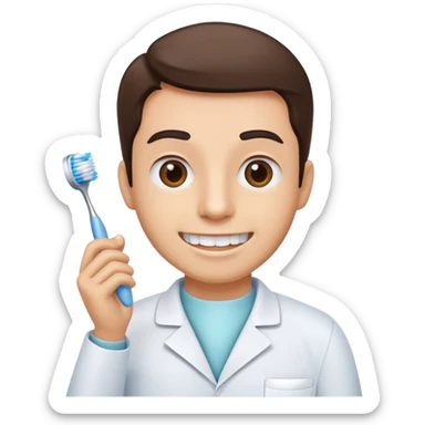 dentist with toothbrush sticker