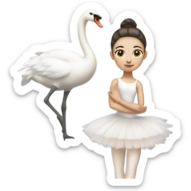 Ballerina with swan dress, white skin, and calm sticker