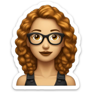 une femme avec des cheveux noirs courts et des lunettes de vues noirs, et un piercing à l'arcade sticker