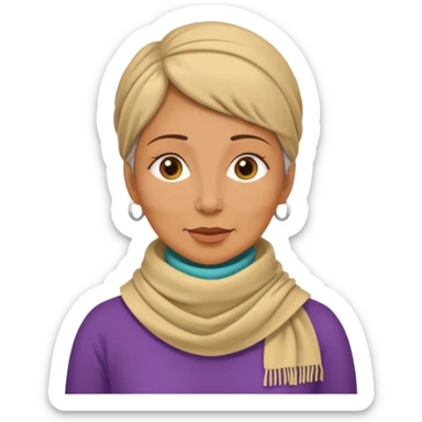 a woman, middle age, waring a tracheao stoma sticker